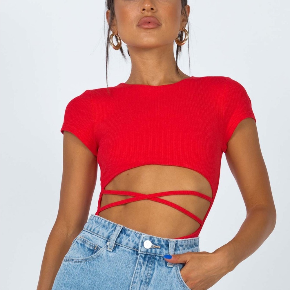 princess polly red bodysuit